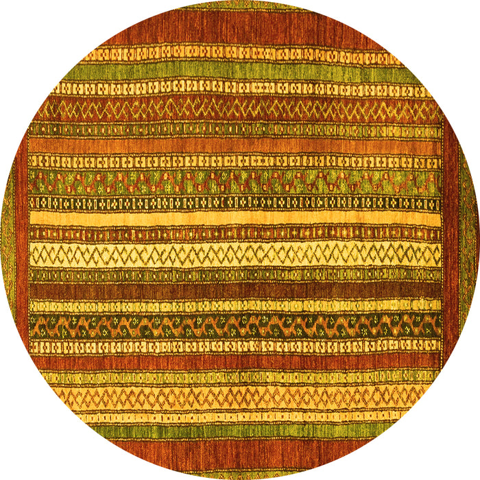 Round Machine Washable Abstract Yellow Modern Rug, wshabs3612yw