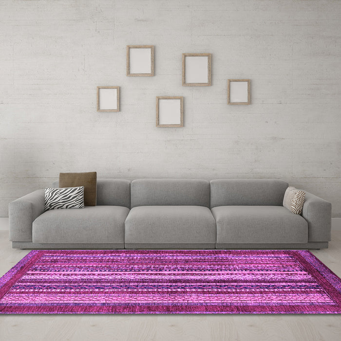 Machine Washable Abstract Purple Modern Area Rugs in a Living Room, wshabs3612pur