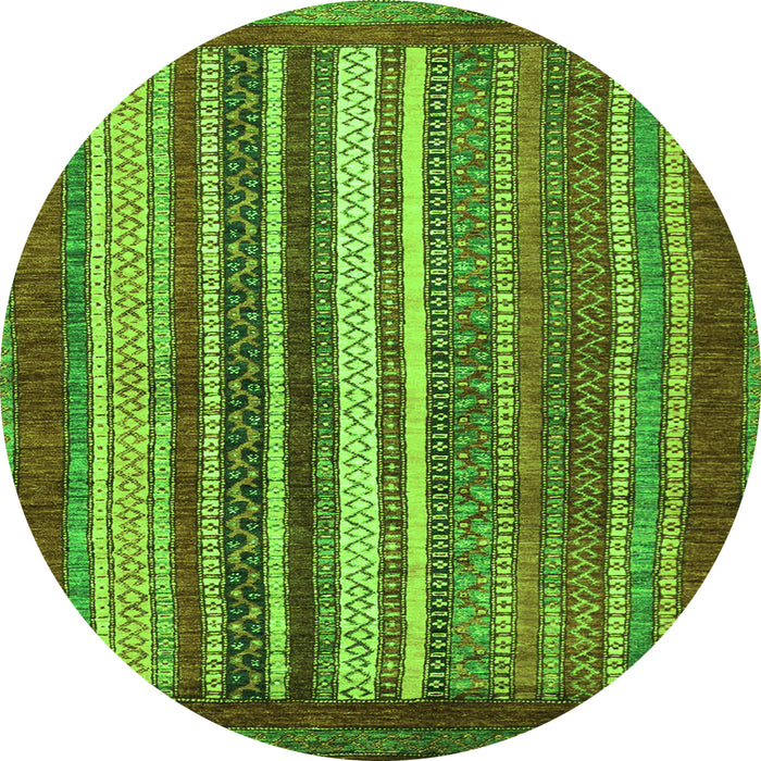 Round Machine Washable Abstract Green Modern Area Rugs, wshabs3612grn