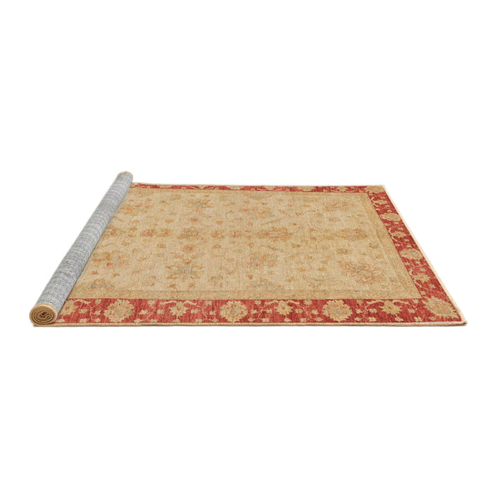 Sideview of Machine Washable Abstract Indian Saffron Orange Rug, wshabs3613