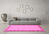 Machine Washable Abstract Pink Modern Rug, wshabs3613pnk