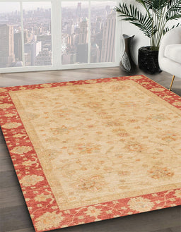 Abstract Indian Saffron Orange Modern Rug in Family Room, abs3613