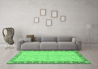 Machine Washable Abstract Emerald Green Modern Rug, wshabs3613emgrn