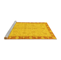 Sideview of Machine Washable Abstract Yellow Modern Rug, wshabs3613yw