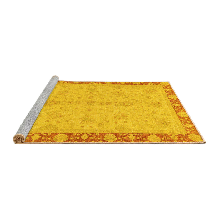 Sideview of Machine Washable Abstract Yellow Modern Rug, wshabs3613yw