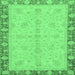 Square Machine Washable Abstract Emerald Green Modern Area Rugs, wshabs3613emgrn