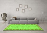 Machine Washable Abstract Green Modern Rug, wshabs3613grn