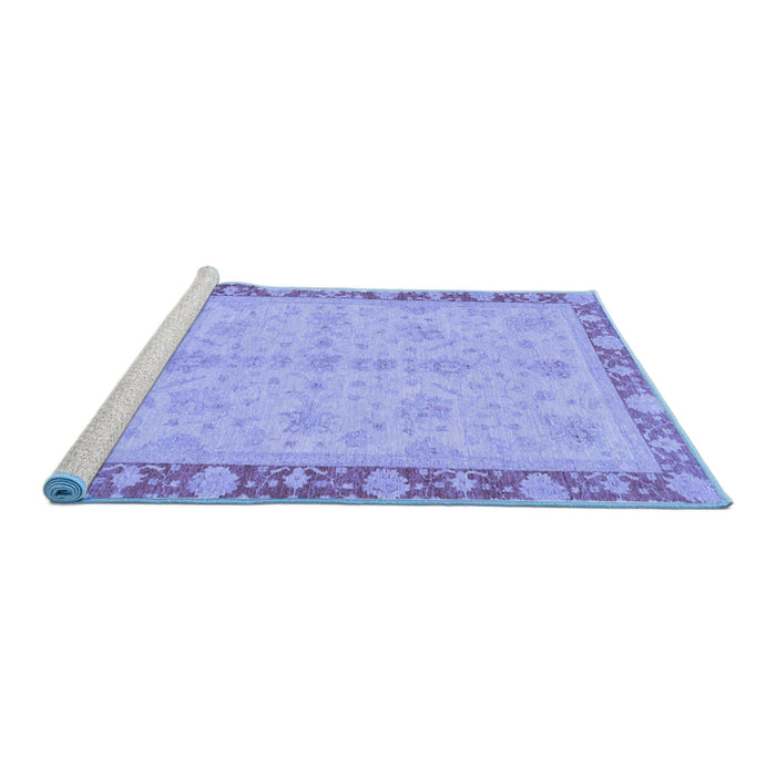 Sideview of Machine Washable Abstract Blue Modern Rug, wshabs3613blu