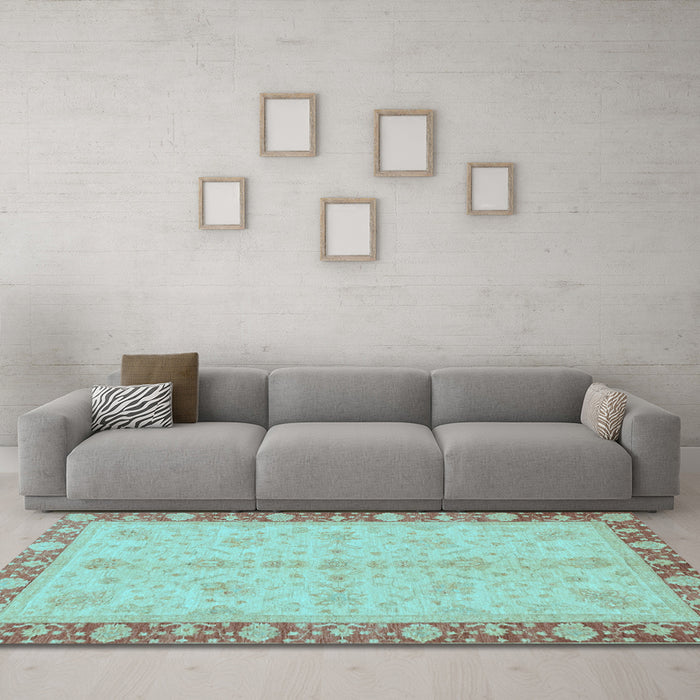 Machine Washable Abstract Light Blue Modern Rug in a Living Room, wshabs3613lblu