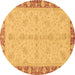 Round Abstract Brown Modern Rug, abs3613brn