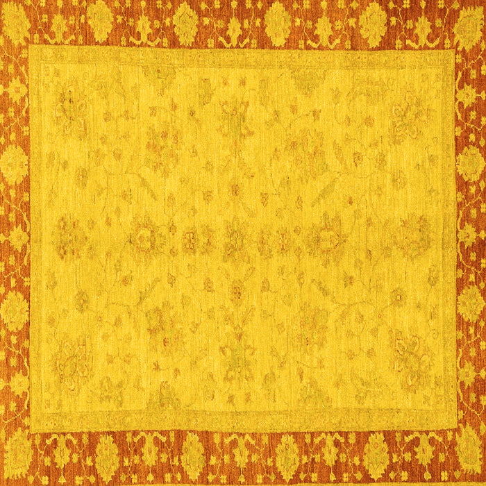 Square Machine Washable Abstract Yellow Modern Rug, wshabs3613yw