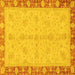 Square Machine Washable Abstract Yellow Modern Rug, wshabs3613yw