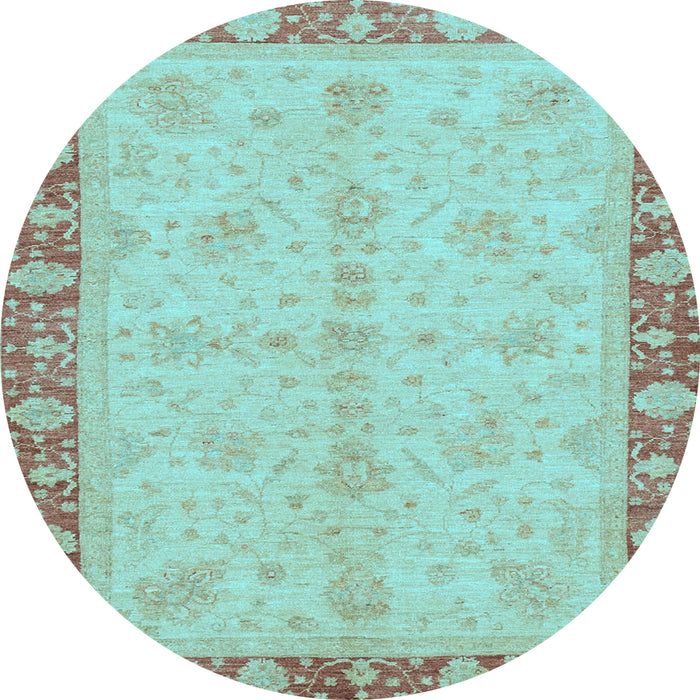 Round Abstract Light Blue Modern Rug, abs3613lblu