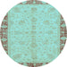 Round Abstract Light Blue Modern Rug, abs3613lblu