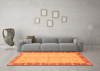 Machine Washable Abstract Orange Modern Rug, wshabs3613org