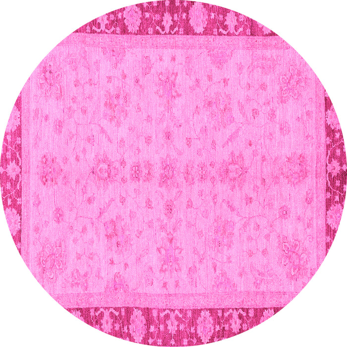 Round Machine Washable Abstract Pink Modern Rug, wshabs3613pnk