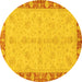 Round Abstract Yellow Modern Rug, abs3613yw