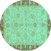 Round Oriental Turquoise Traditional Rug, abs3614turq