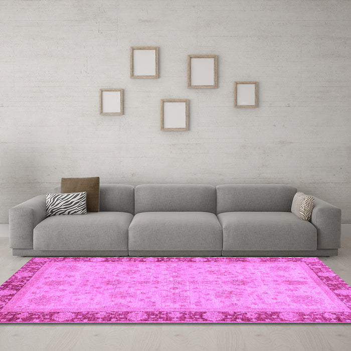 Machine Washable Oriental Purple Traditional Area Rugs in a Living Room, wshabs3614pur