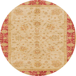 Round Machine Washable Abstract Orange Rug, wshabs3614