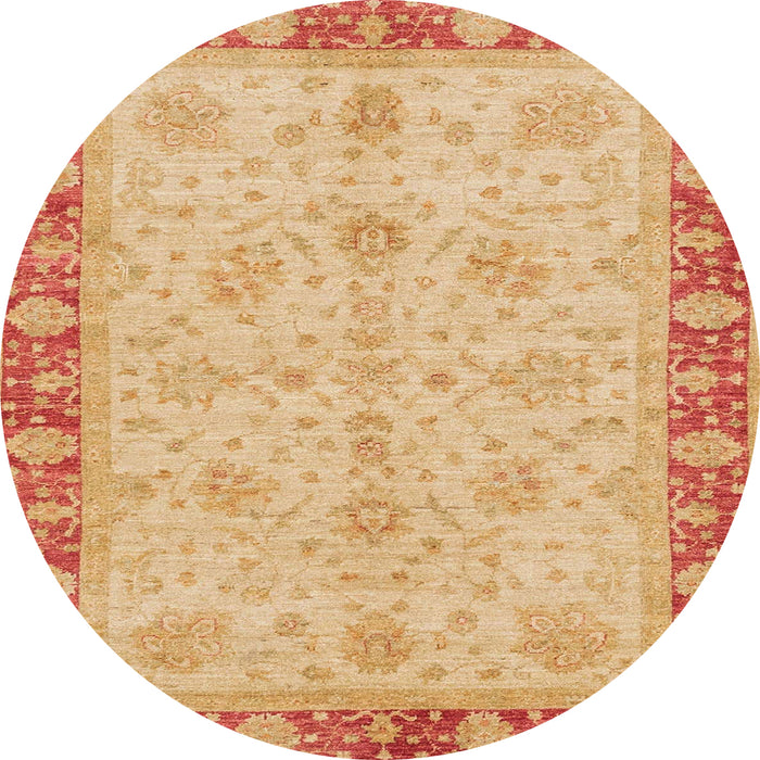 Round Machine Washable Abstract Orange Rug, wshabs3614
