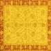 Square Machine Washable Oriental Yellow Traditional Rug, wshabs3614yw