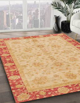 Abstract Orange Oriental Rug in Family Room, abs3614