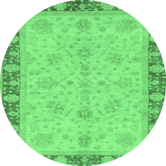 Round Oriental Emerald Green Traditional Rug, abs3614emgrn