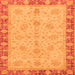 Square Machine Washable Oriental Orange Traditional Area Rugs, wshabs3614org