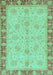 Machine Washable Oriental Turquoise Traditional Area Rugs, wshabs3614turq