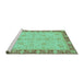 Sideview of Machine Washable Oriental Turquoise Traditional Area Rugs, wshabs3614turq