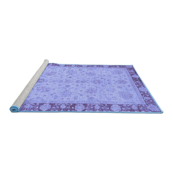 Sideview of Machine Washable Oriental Blue Traditional Rug, wshabs3614blu