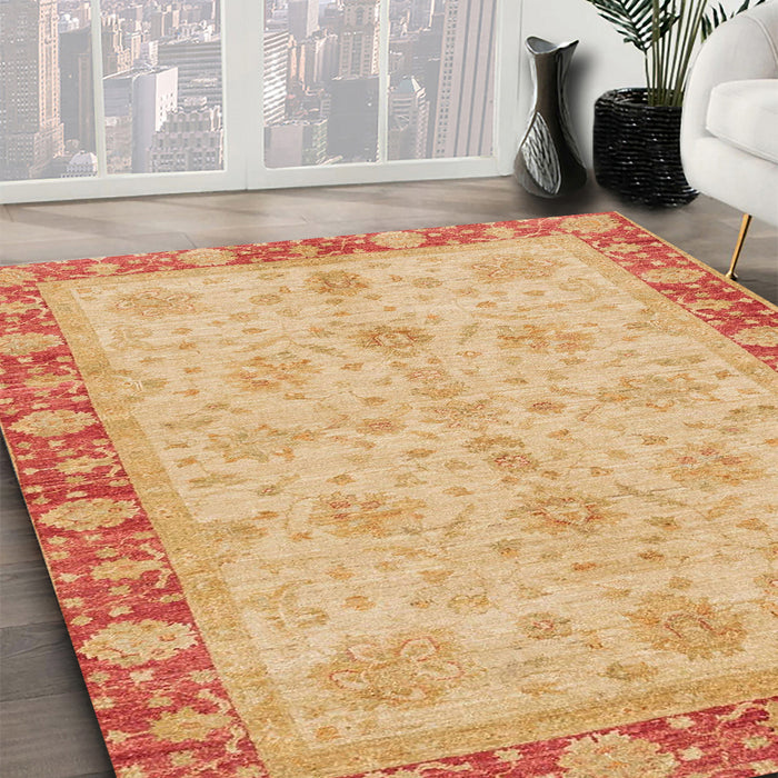 Abstract Orange Oriental Rug in Family Room, abs3614