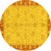 Round Oriental Yellow Traditional Rug, abs3614yw