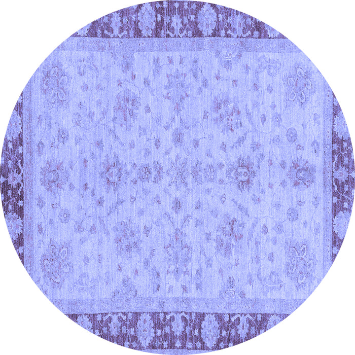 Round Oriental Blue Traditional Rug, abs3614blu