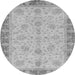 Round Machine Washable Oriental Gray Traditional Rug, wshabs3614gry