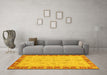 Machine Washable Oriental Yellow Traditional Rug in a Living Room, wshabs3614yw