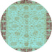 Round Oriental Light Blue Traditional Rug, abs3614lblu