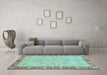 Machine Washable Oriental Light Blue Traditional Rug in a Living Room, wshabs3614lblu