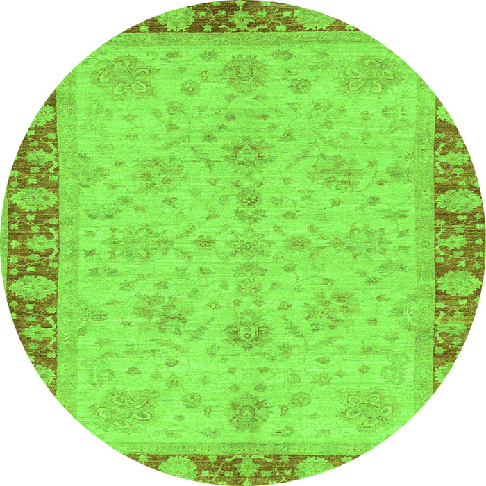 Round Oriental Green Traditional Rug, abs3614grn
