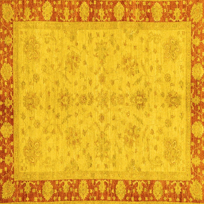 Square Oriental Yellow Traditional Rug, abs3614yw