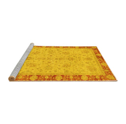 Sideview of Machine Washable Oriental Yellow Traditional Rug, wshabs3614yw