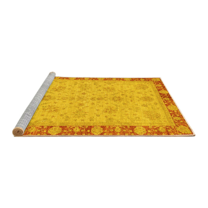 Sideview of Machine Washable Oriental Yellow Traditional Rug, wshabs3614yw