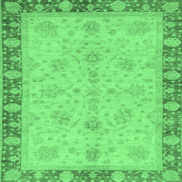 Square Machine Washable Oriental Emerald Green Traditional Area Rugs, wshabs3614emgrn