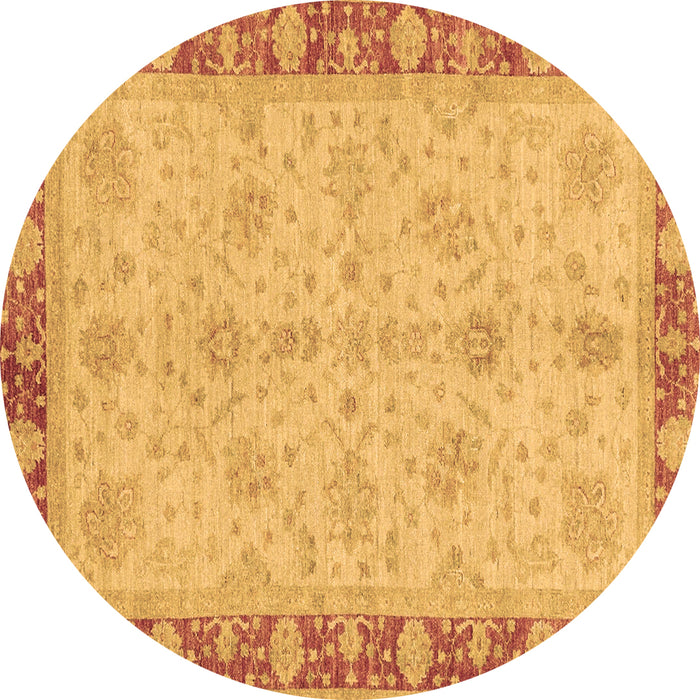 Round Oriental Brown Traditional Rug, abs3614brn