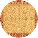 Round Oriental Brown Traditional Rug, abs3614brn