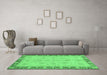 Machine Washable Oriental Emerald Green Traditional Area Rugs in a Living Room,, wshabs3614emgrn