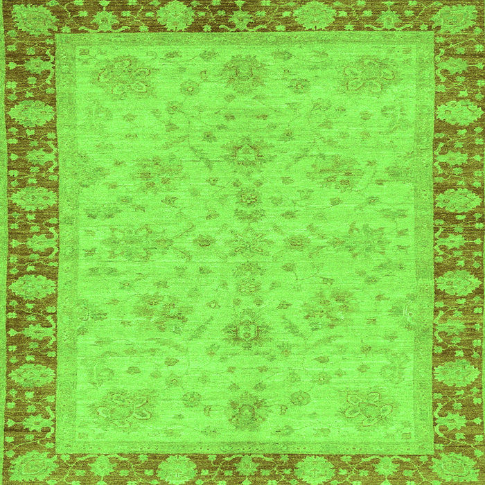 Square Machine Washable Oriental Green Traditional Area Rugs, wshabs3614grn