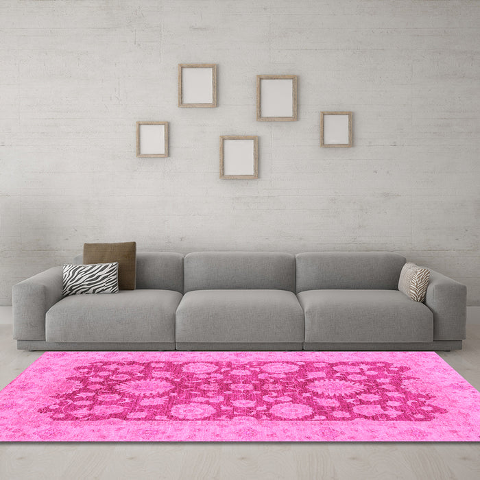 Machine Washable Abstract Pink Modern Rug in a Living Room, wshabs3615pnk