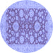 Round Abstract Blue Modern Rug, abs3615blu